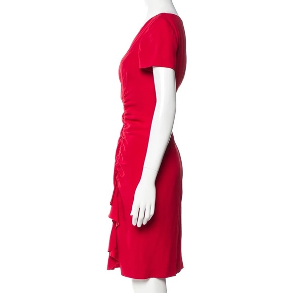 Vintage Moschino red sheath dress with ruffle detail - size Medium (M) - Picture 3 of 11